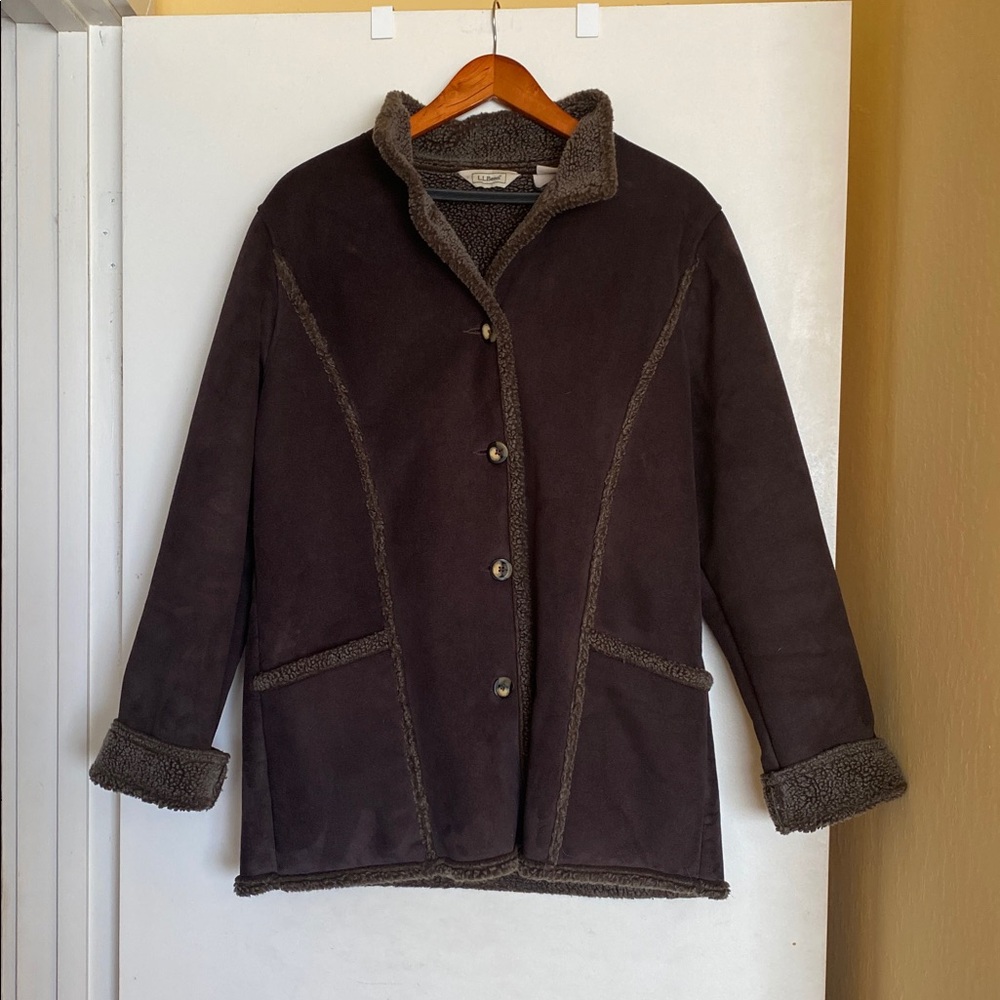 L.L. Bean Faux Suede And Shearling Coat Women’s Medium